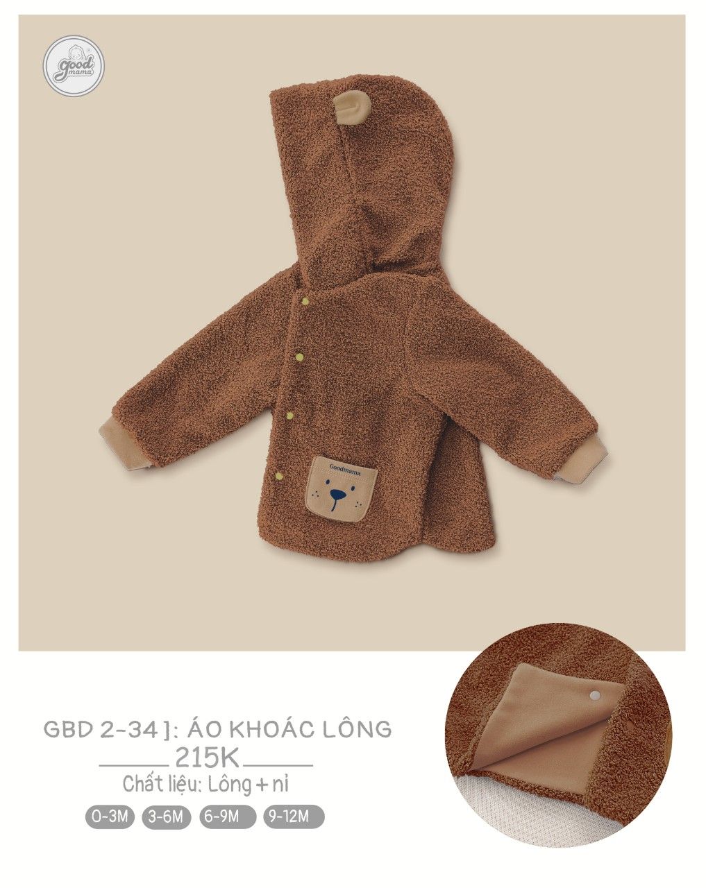 GoodMama - Áo khoác lông GBD2-34