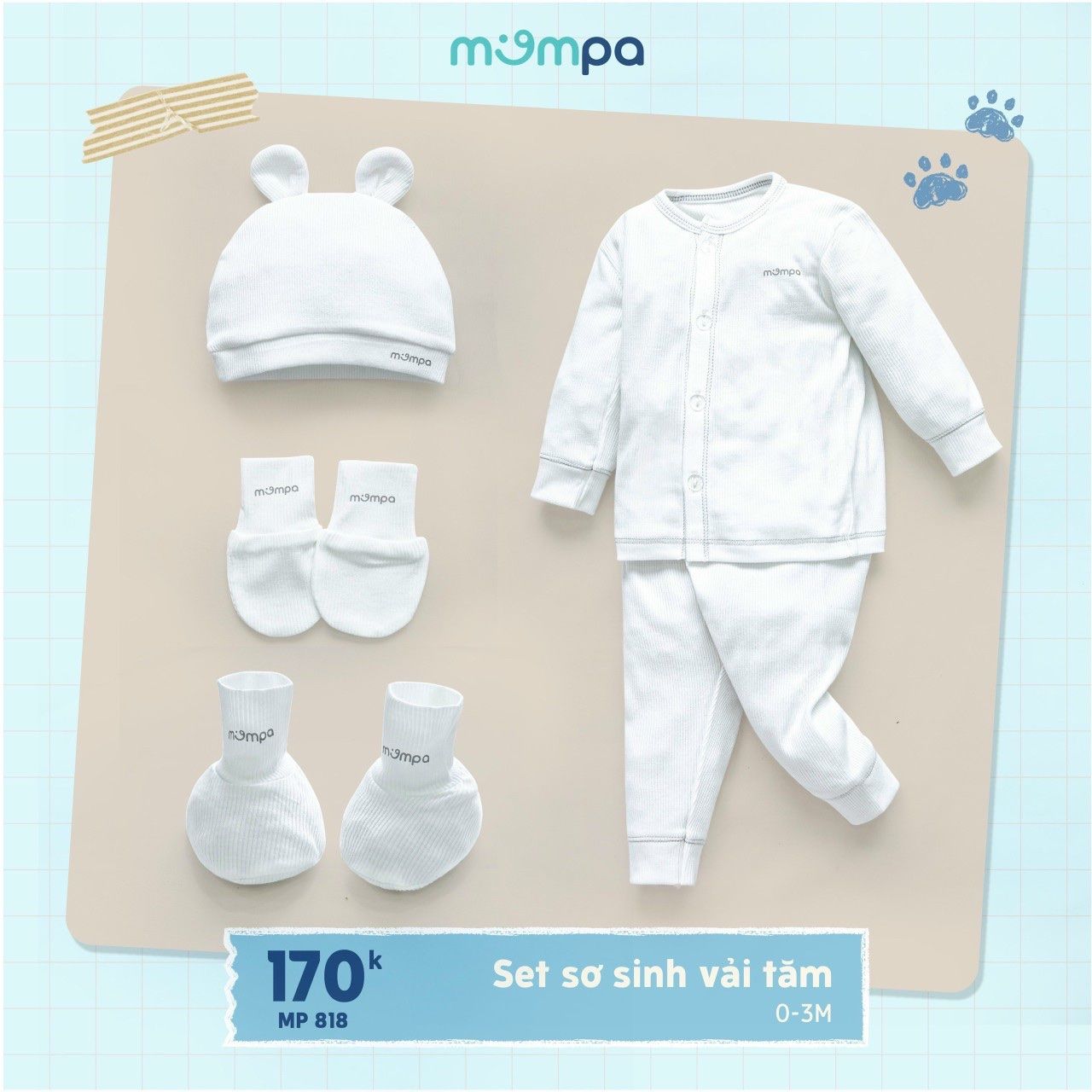 Mompa - Sét sơ sinh vải tăm MP818