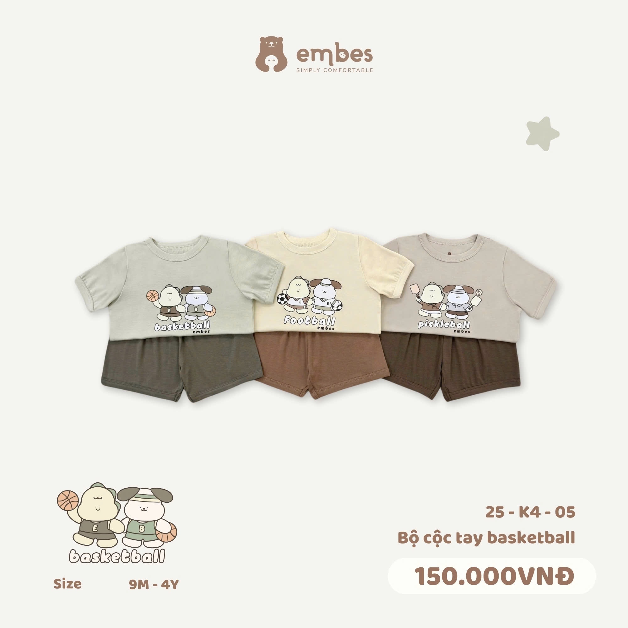 Embes - Bộ cộc tay Basketball EBS25-K4-05
