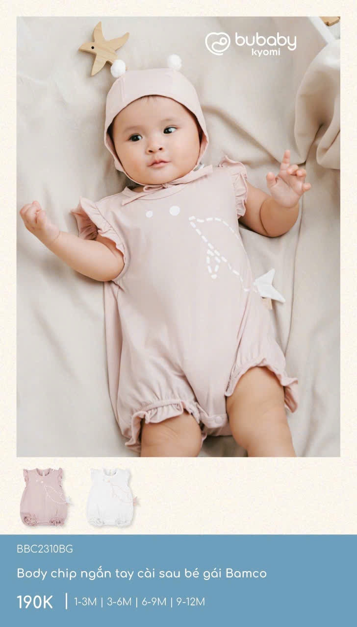 Bu baby - Bộ Body chíp ngắn tay cài sau bé gái Bamco BBC2310BG