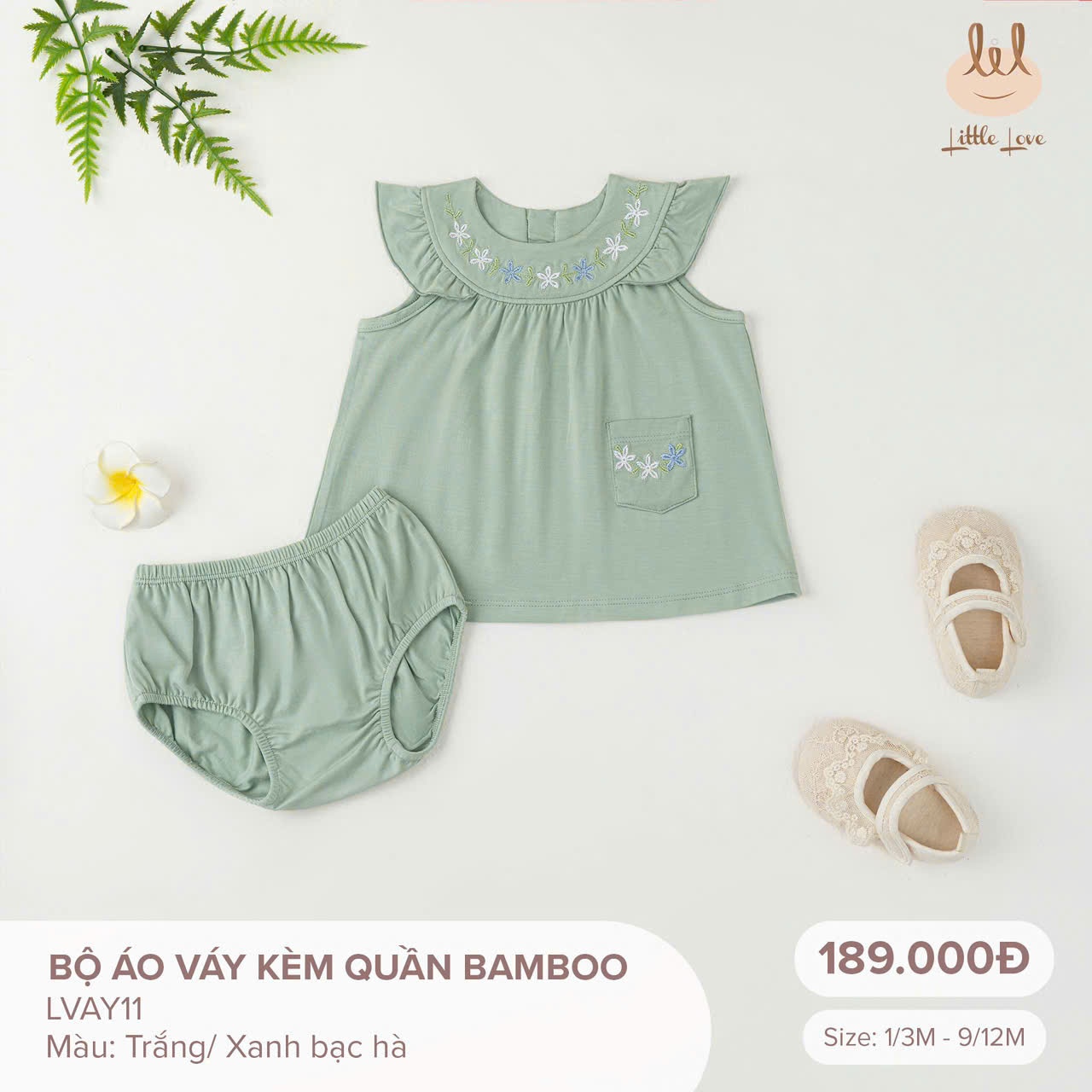 LIL - Bộ áo váy kèm quần Bamboo LVAY110