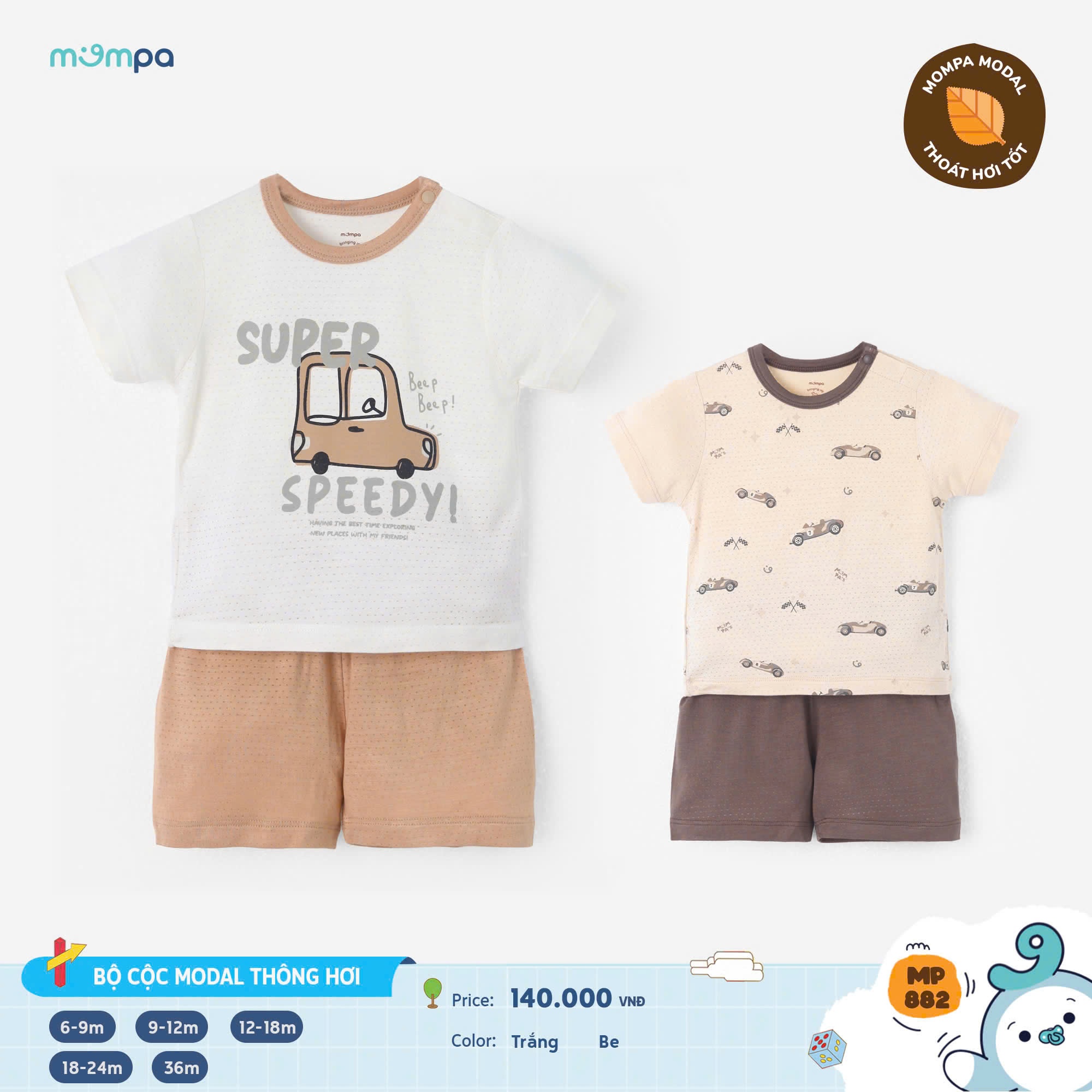 Mompa - Bộ cộc tay Modal thông hơi MP882