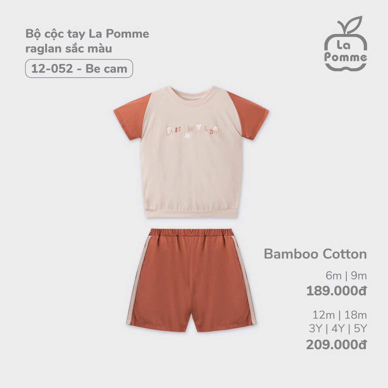 La Pomme Sale - Bộ cộc tay Raglan sắc màu LP12052