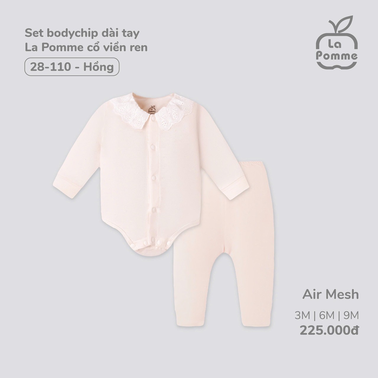 La Pomme Sale - Sét Body chip dài tay cổ viền ren LP28110