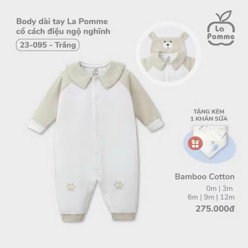 La Pomme Sale - Bộ Body dài tay cổ cách điệu ngộ nghĩnh LP23095