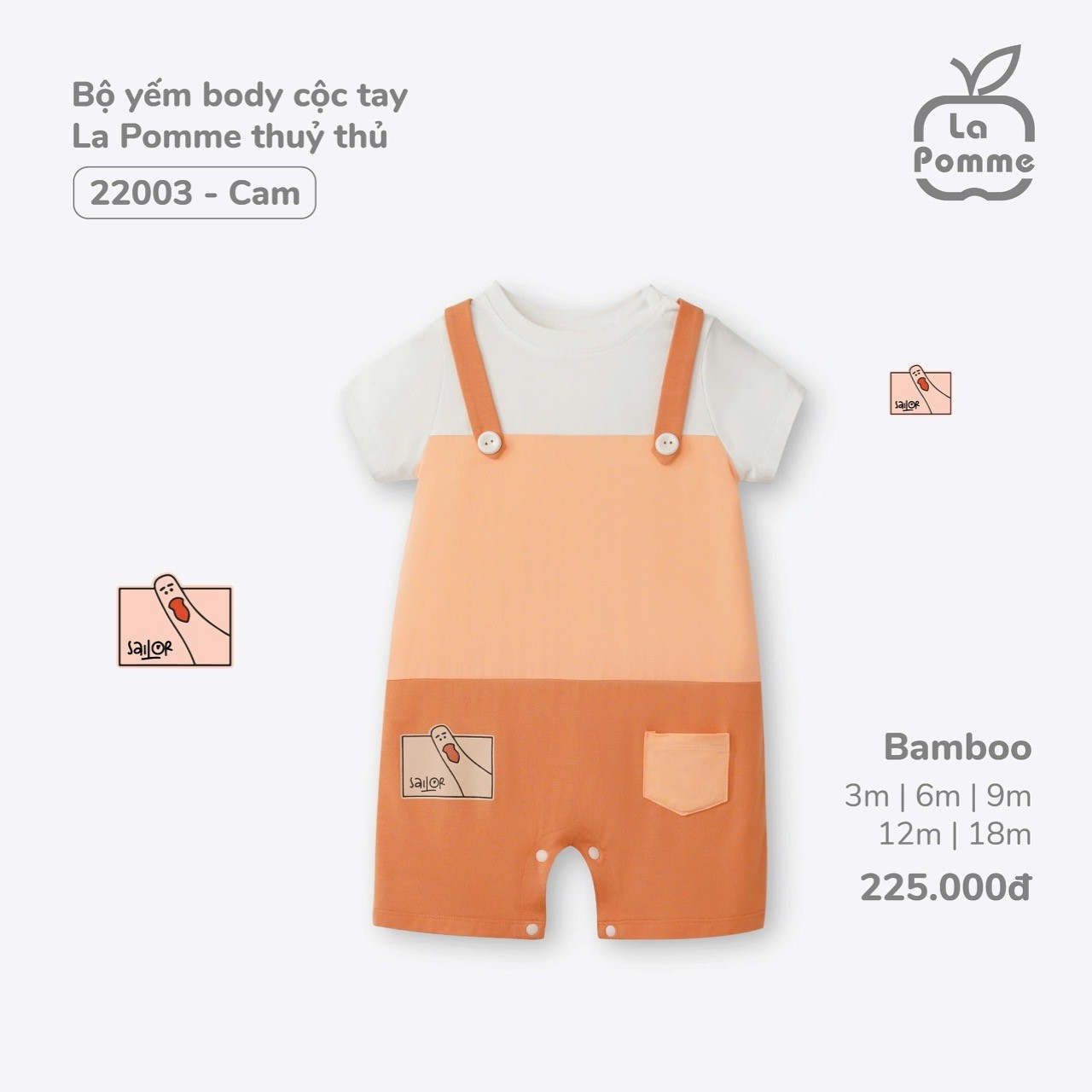 La Pomme Sale - Bộ Yếm Body cộc tay Thủy Thủ LP22003