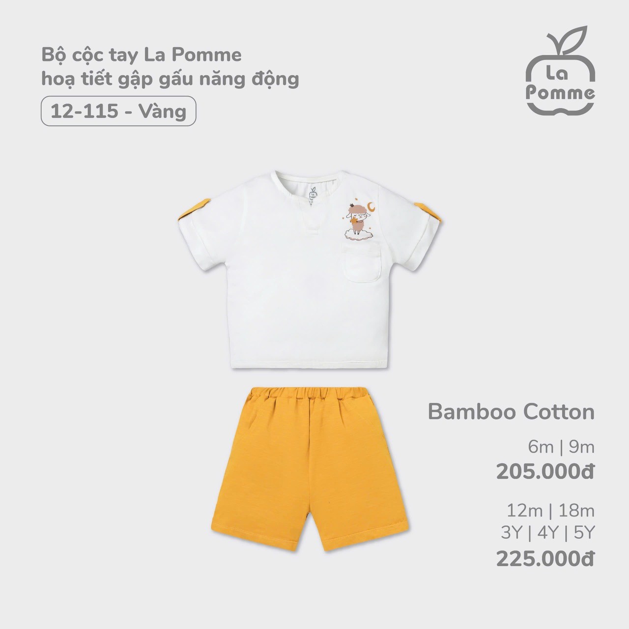 La Pomme Sale - Bộ cộc tay họa tiết gập gấu năng động LP12115