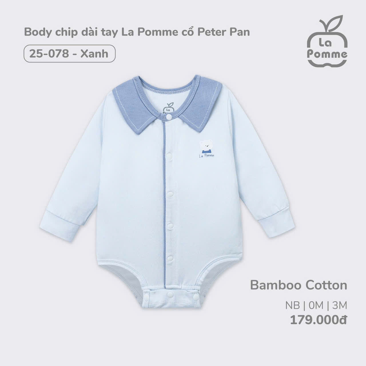 La Pomme Sale - Bộ Body chip dài tay cổ Perter Pan LP25078