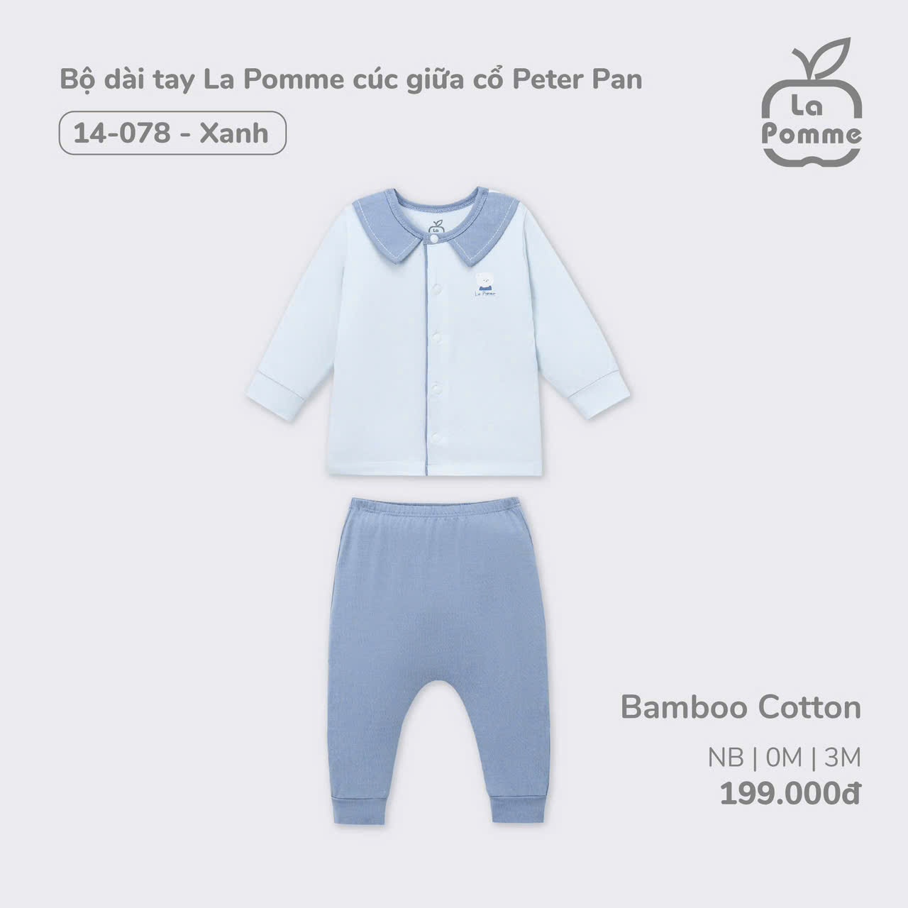 La Pomme Sale - Bộ dài tay cúc giữa cổ Peter Pan LP14078