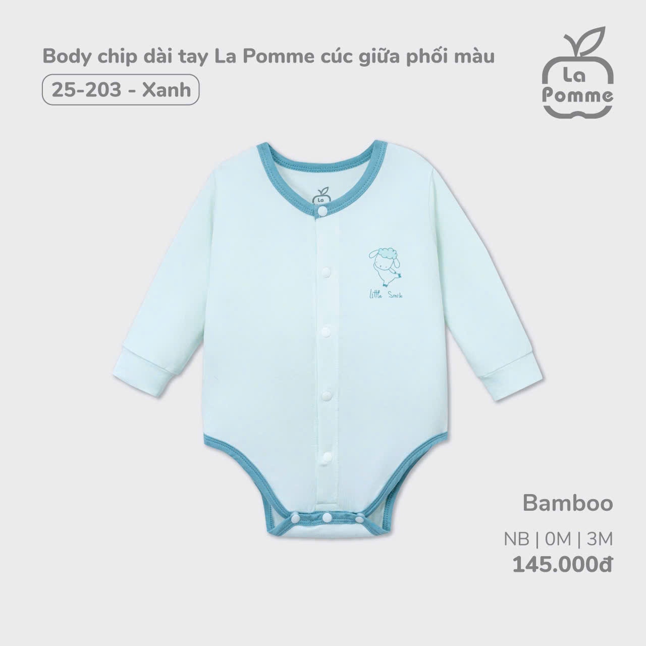 La Pomme Sale - Bộ Body chip dài tay cúc giữa phối màu LP25203