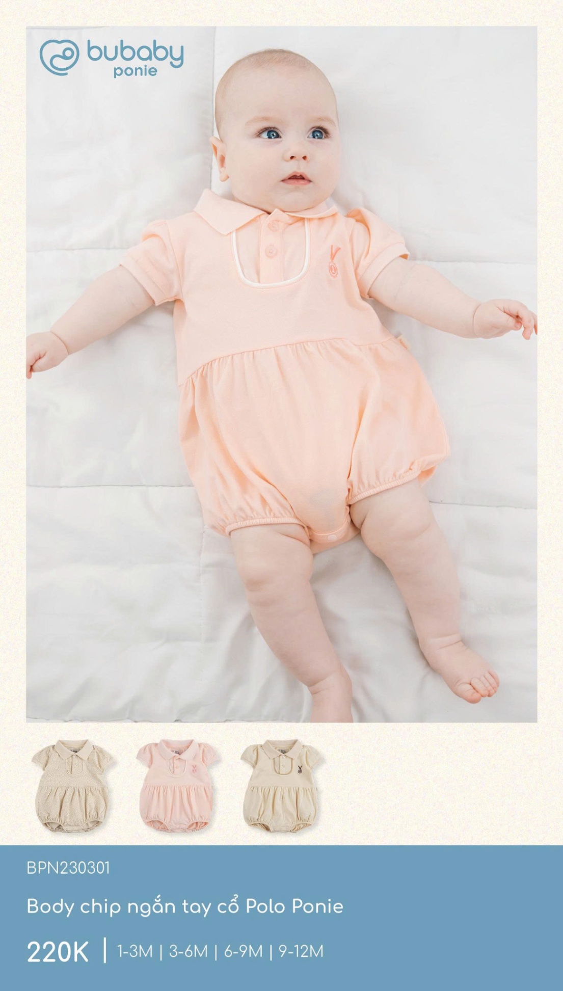 Bu baby - Body chip ngắn tay cổ Polo Ponie BPN230301