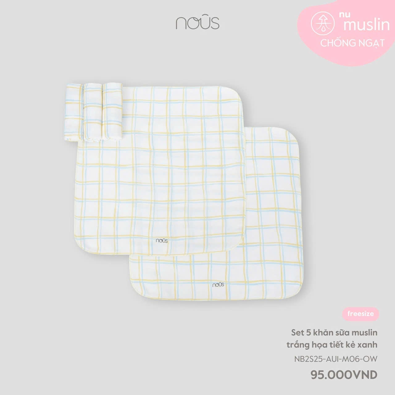 Nous Party - Set 5 khăn sữa Muslin NB2S25-AU1-M06-OW