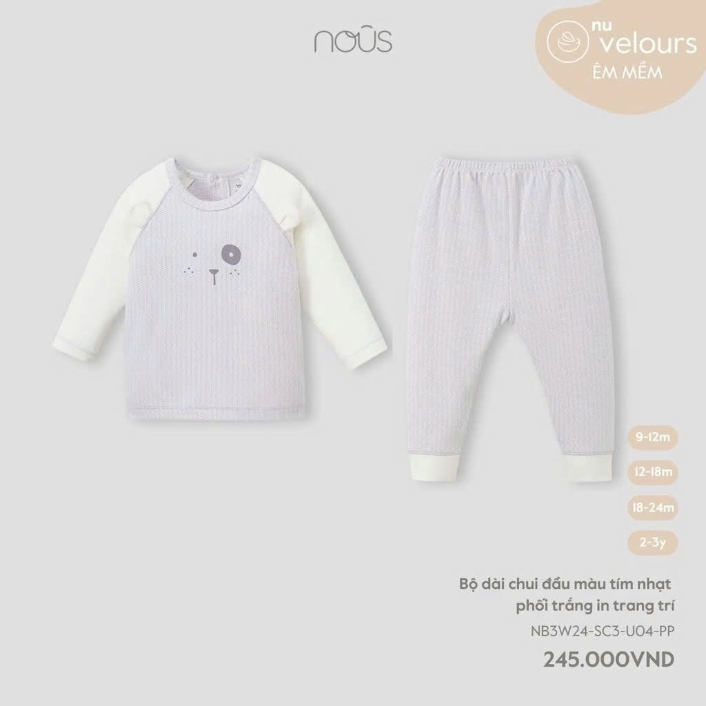 Nous Party - Bộ dài tay chui đầu in trang trí NB3W24-SC3-U04-PP