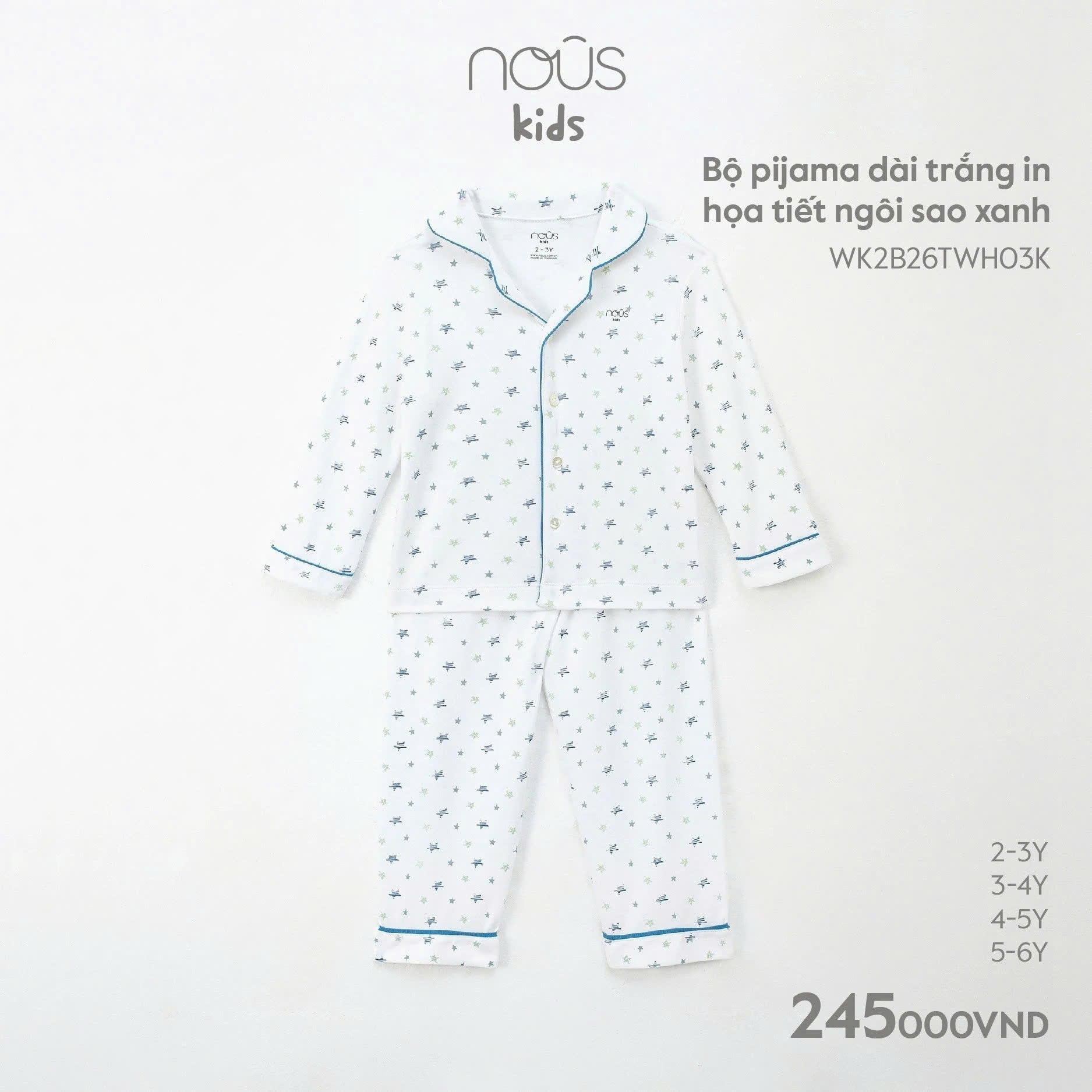 Nous Party - Bộ Pyjama dài in họa tiết ngôi sao xanh WK2B26TWH03K