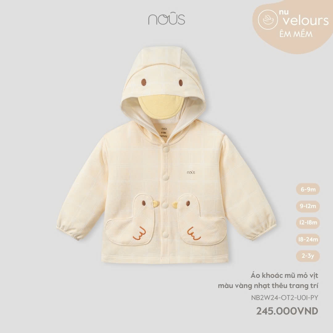 Nous Party - Áo khoác mũ mỏ vịt thêu trang trí NB2W24-OT2-U01-PY