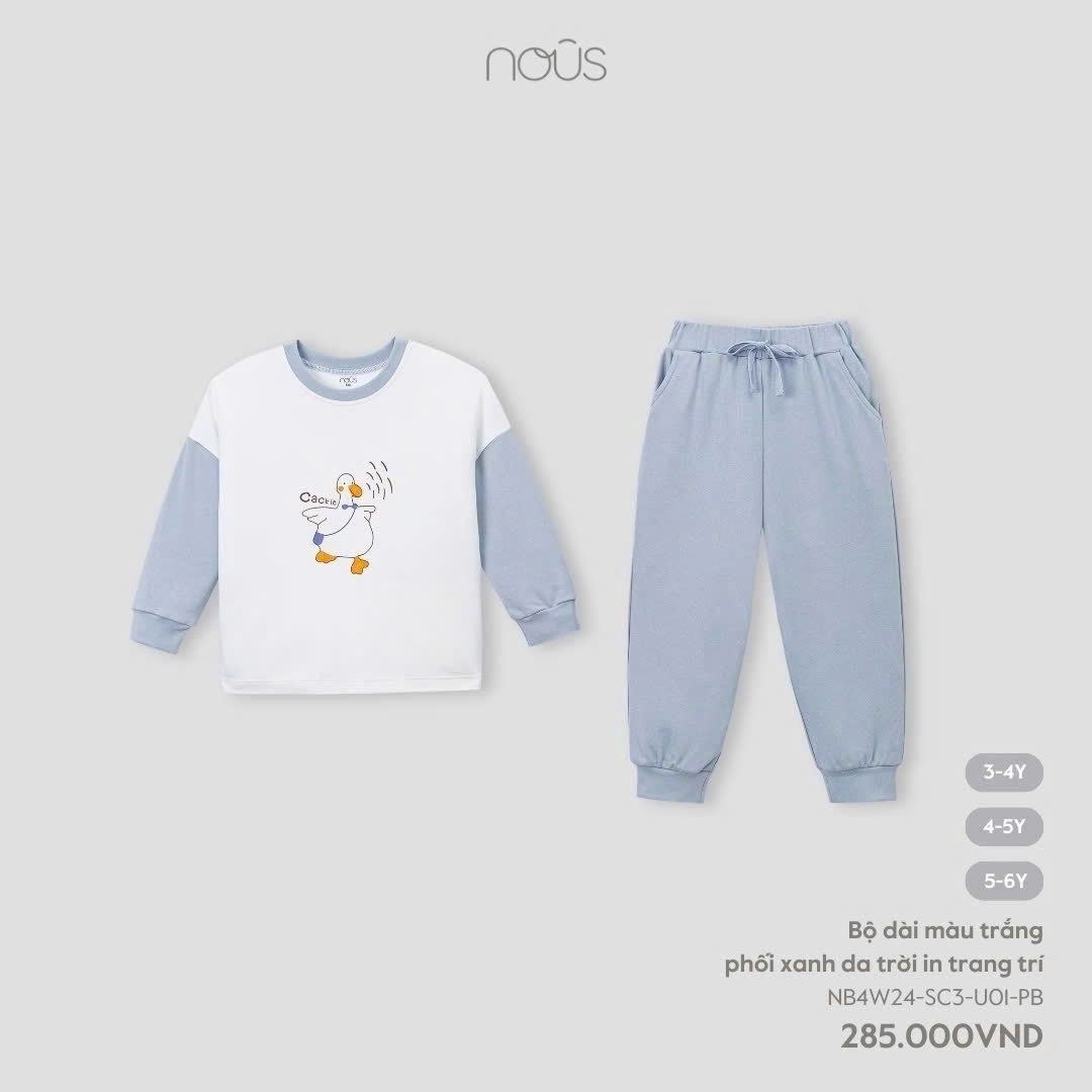 Nous Party - Bộ quần áo dài phối in trang trí NB4W24-SC3-U01-PB