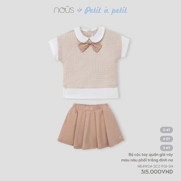 Nous Party - Bộ cộc tay giả váy phối đính nơ NE4W24-SC2-F01-SN