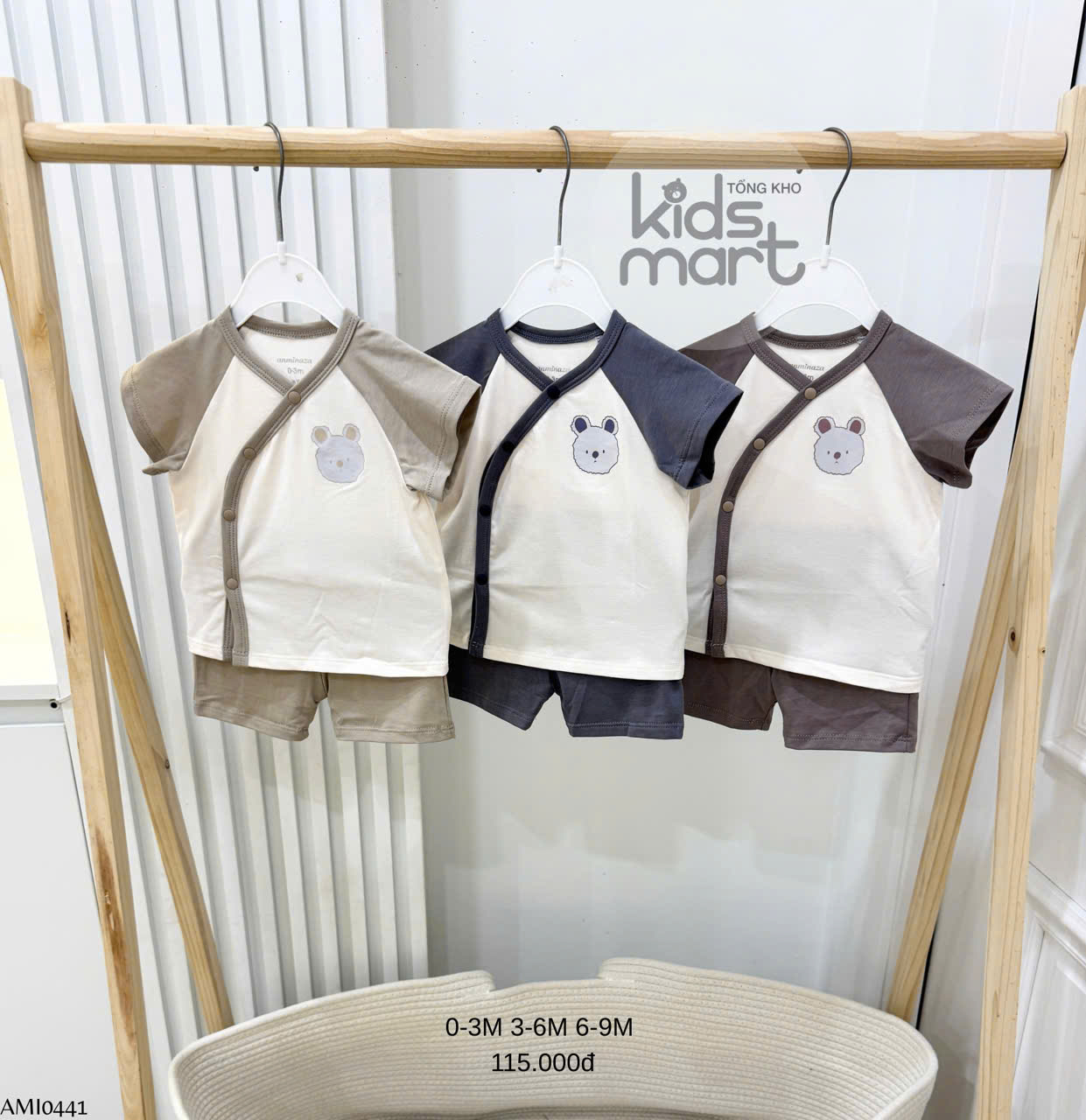 Anmina - Bộ sơ sinh raglan vải modal AMI0441