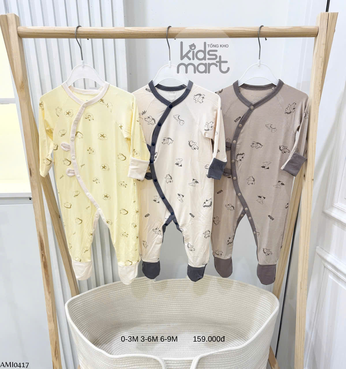 Anmina Body dài bao tay lật bao chân liền vải họa tiết phối modal AMI0417