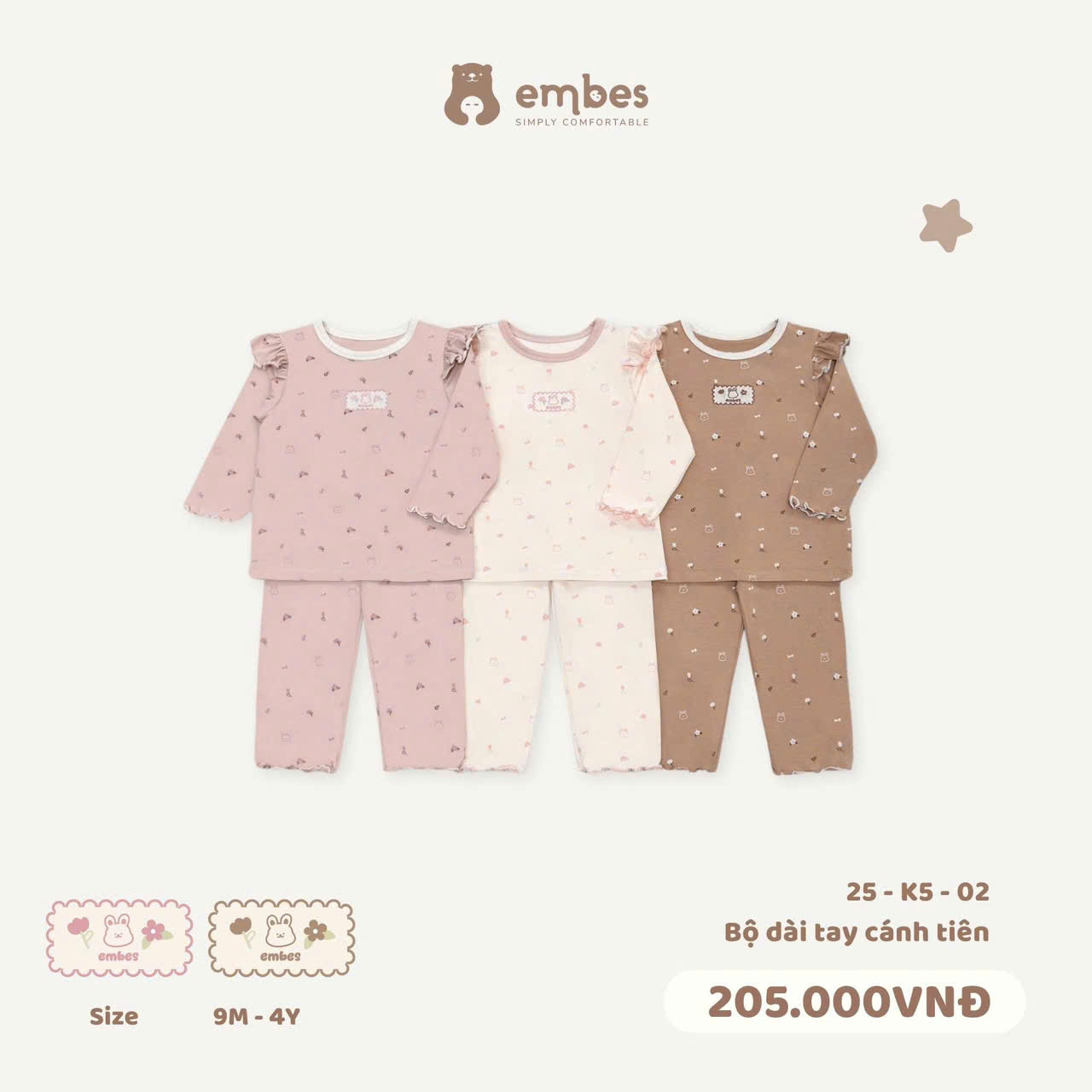 Embes - Bộ dài tay cánh tiên EBS25-K5-02