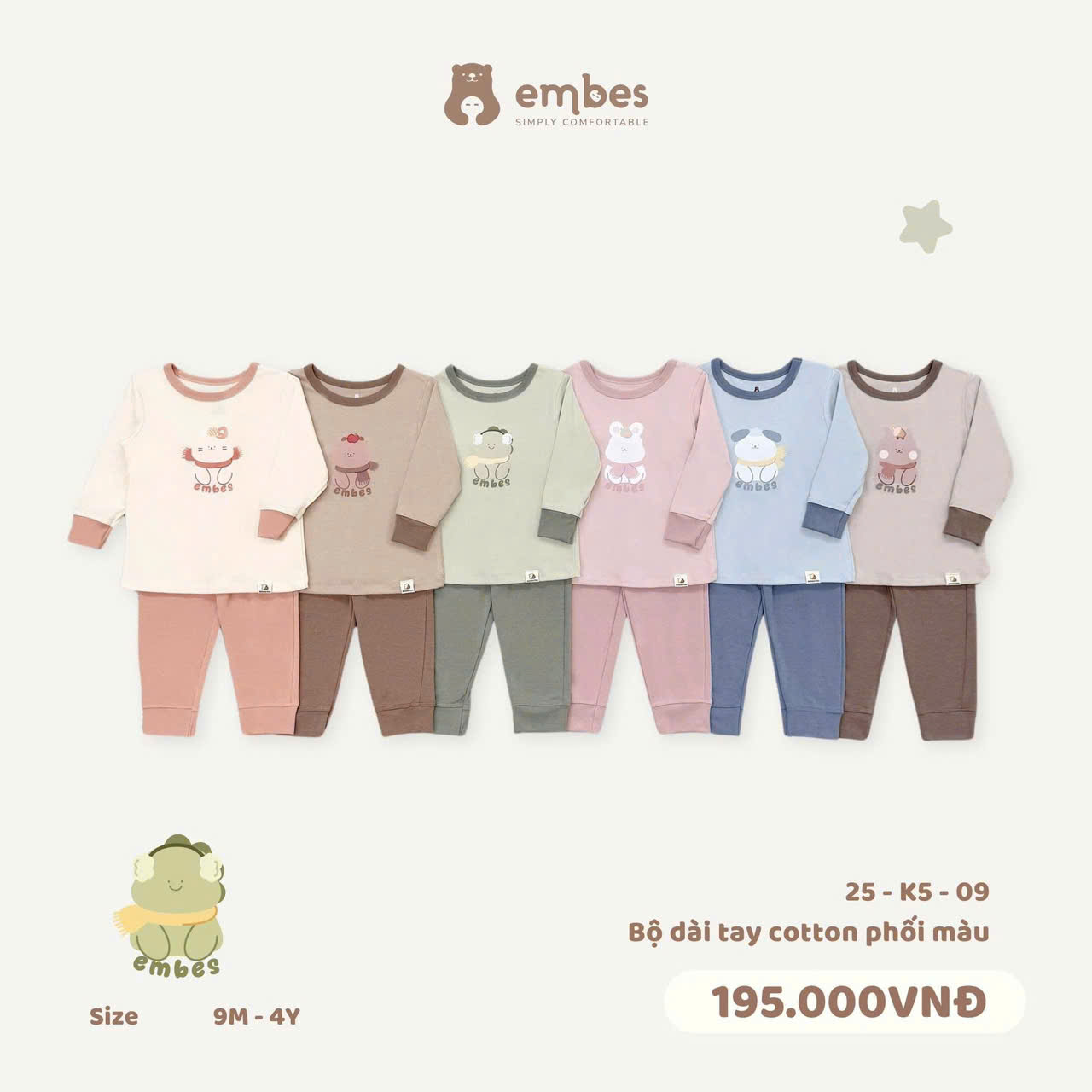 Embes- Bộ dài tay cotton phối màu EB25-K5-09