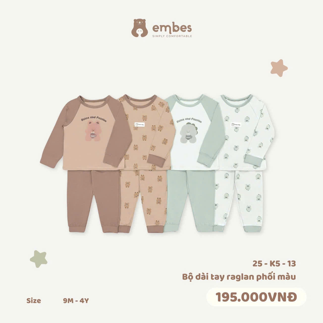 Embes - Bộ dài tay raglan phối màu EBS25-K5-13