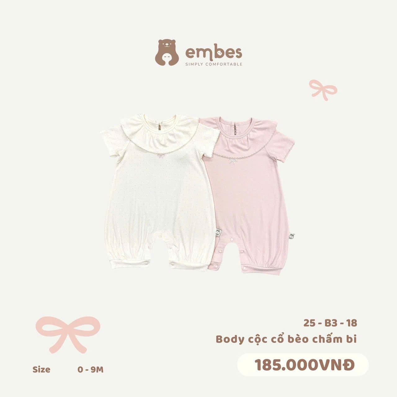 Embes - Body cộc cổ bèo chấm bi EBS25-B3-18