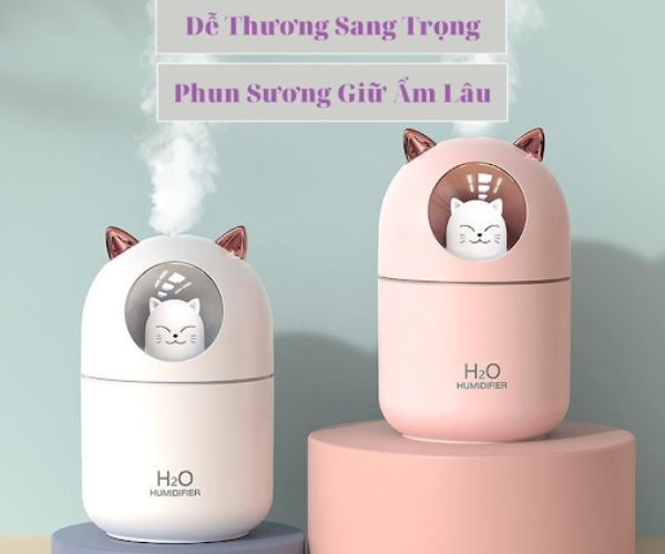 Máy xông tinh dầu tạo ẩm hình mèo