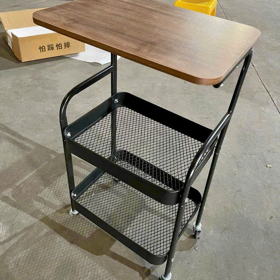 [1] Kệ Bếp 3 Tầng MẶT GỖ Đa Năng (Lưới sắt + Bánh inox)