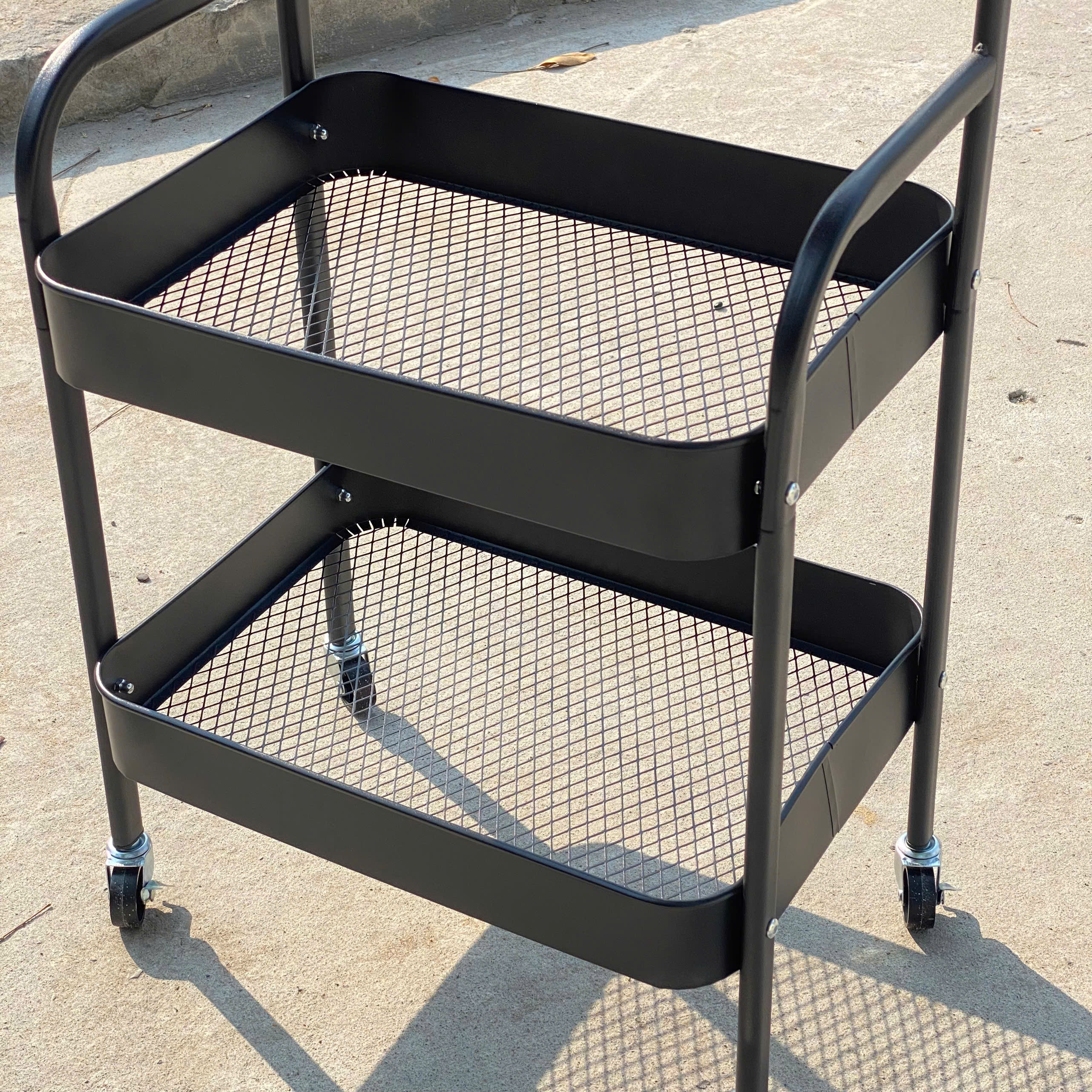 [1] Kệ Bếp 3 Tầng MẶT GỖ Đa Năng (Lưới sắt + Bánh inox)