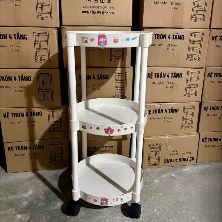 [1] Kệ Tròn 3 Tầng Sticker Hoạt Hình