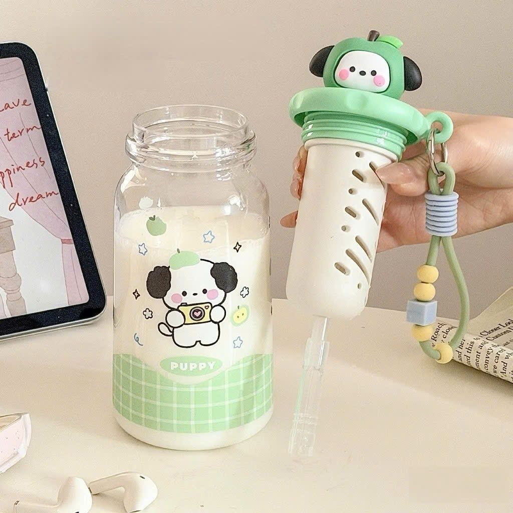 [100] Bình Nước Nhựa Có Dây Xách CHARM TÁO 500ml