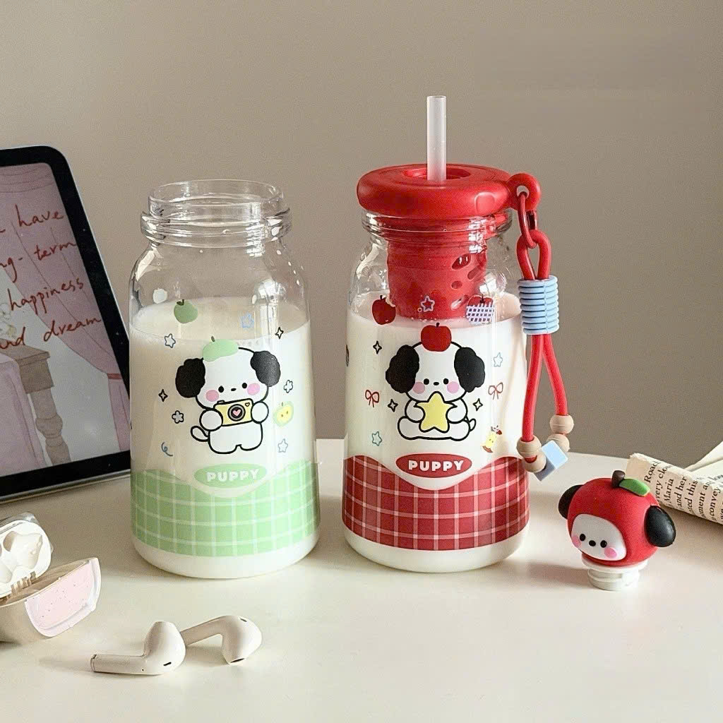 [100] Bình Nước Nhựa Có Dây Xách CHARM TÁO 500ml