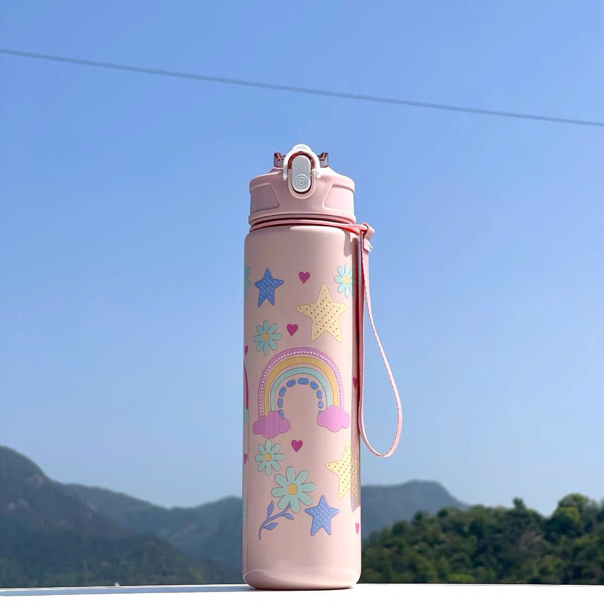[100] Bình Nước Nhựa Nắp Bấm ĐA HỌA TIẾT 750ml