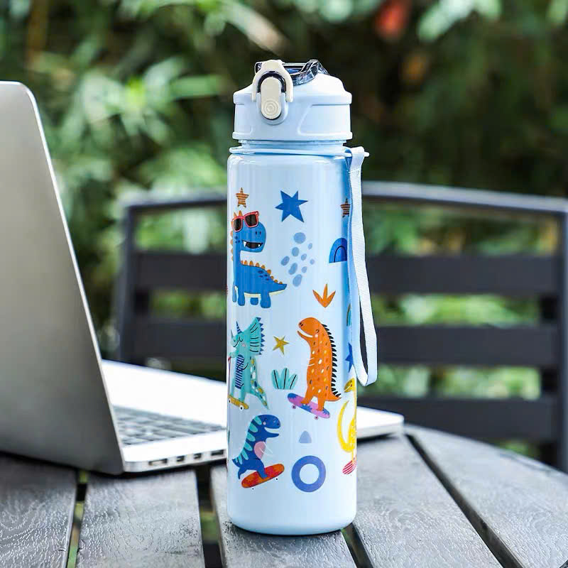 [100] Bình Nước Nhựa Nắp Bấm ĐA HỌA TIẾT 750ml