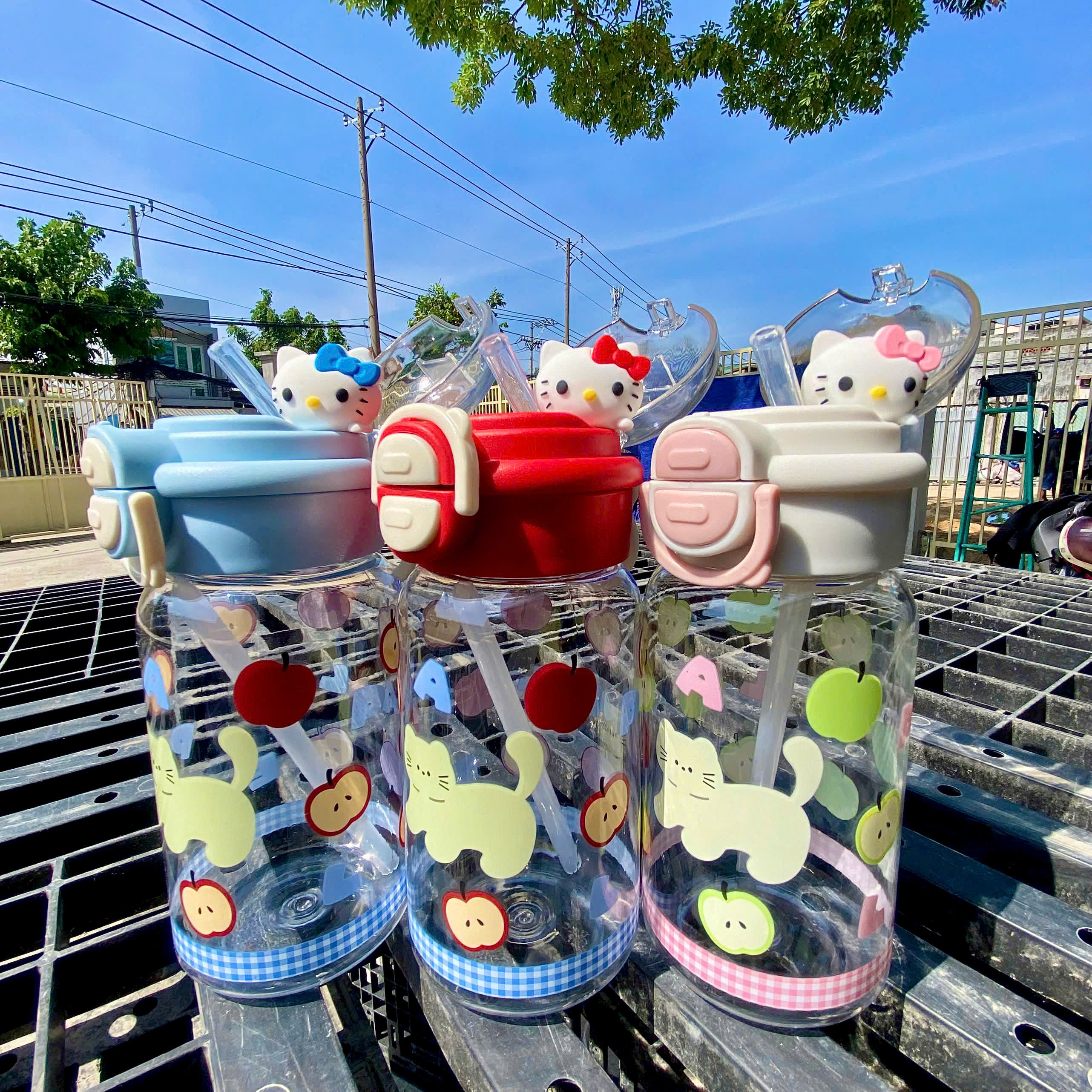 [100] Bình Nước Nhựa Trẻ Em Charm HELLO KITTY 550ml