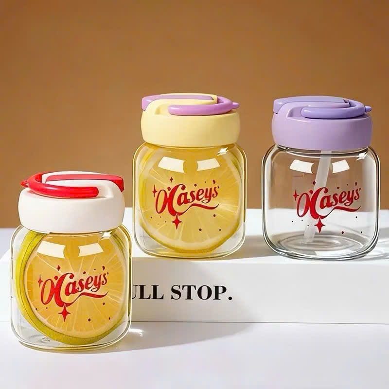 [100] Bình Thủy Tinh OCASEYS 200ml Có Ống Hút