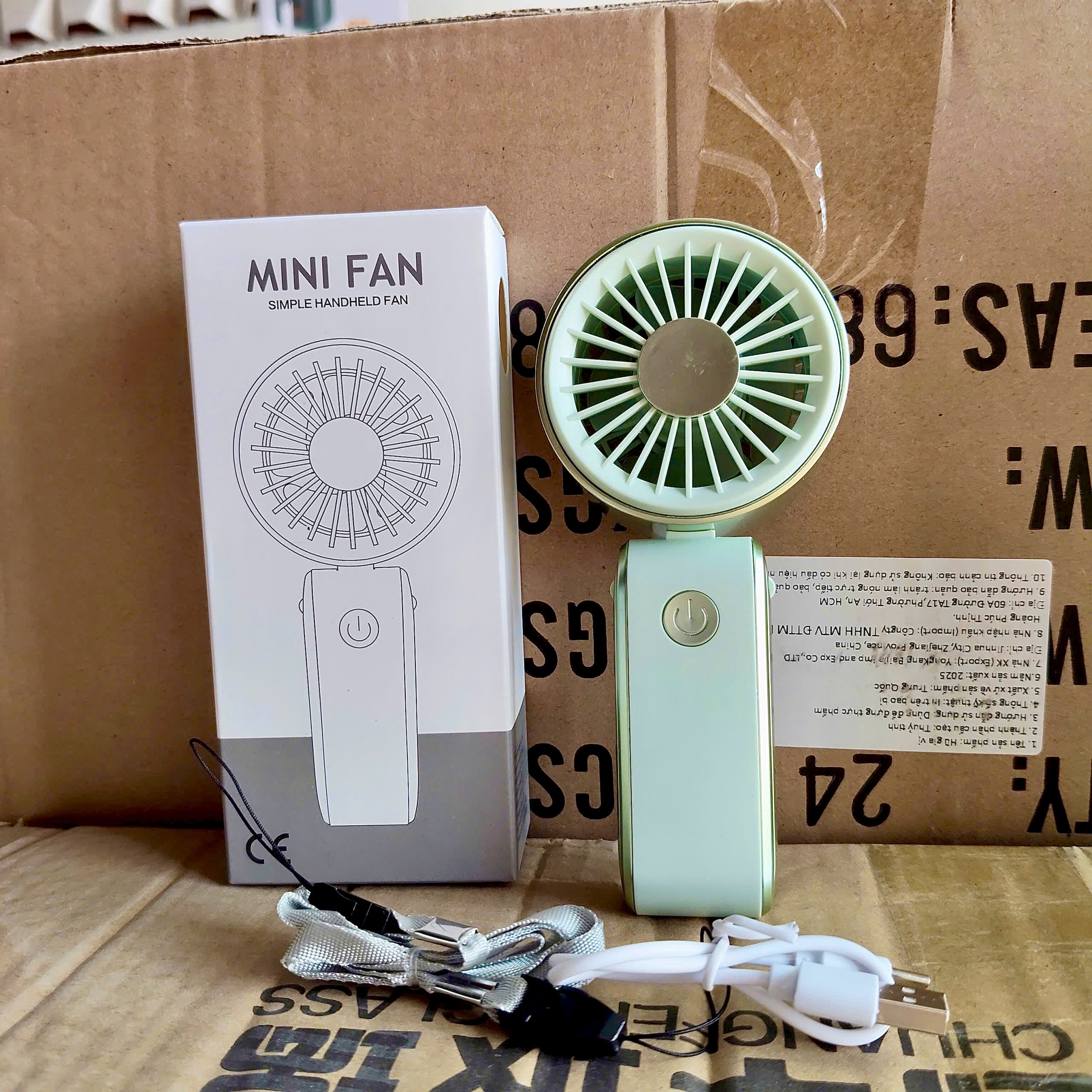 [100] Quạt Cầm Tay Gập Có Dây Đeo YM88265 (V)