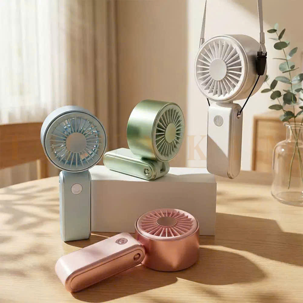 [100] Quạt Cầm Tay Gập Có Dây Đeo YM88265 (V)