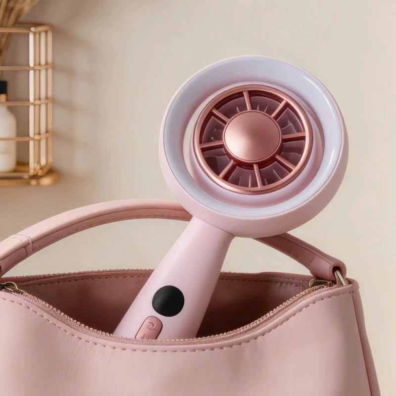 [100] Quạt Mini Cầm Tay Để Bàn Đế Trụ Có Đèn YS2368