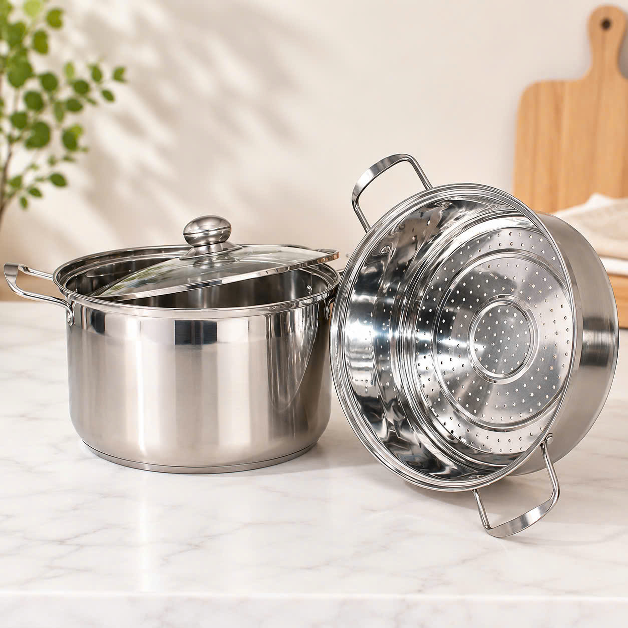 [12] Nồi Hấp Inox 2 Tầng Cách Thuỷ COOKING 28cm