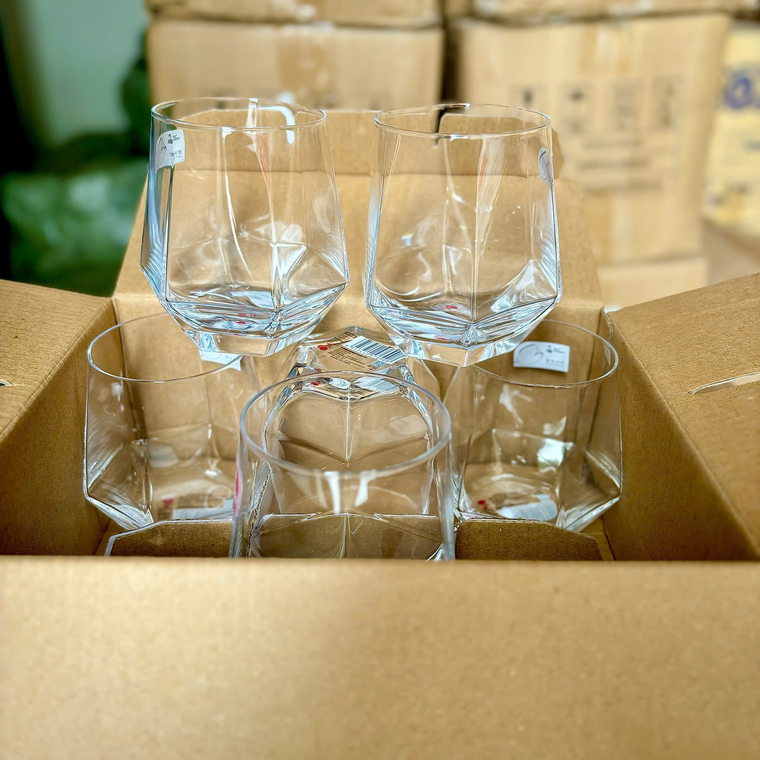 [12] Set 6 Ly Thủy Tinh Lục Giác Red Cherry 330ml HS6797 (V)