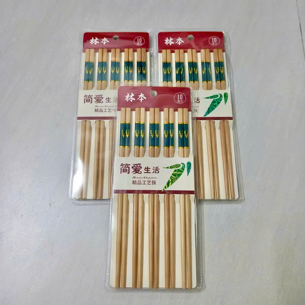 [120] Set 10 Đũa Trúc Nhật Hươu Xanh 1066 (V)