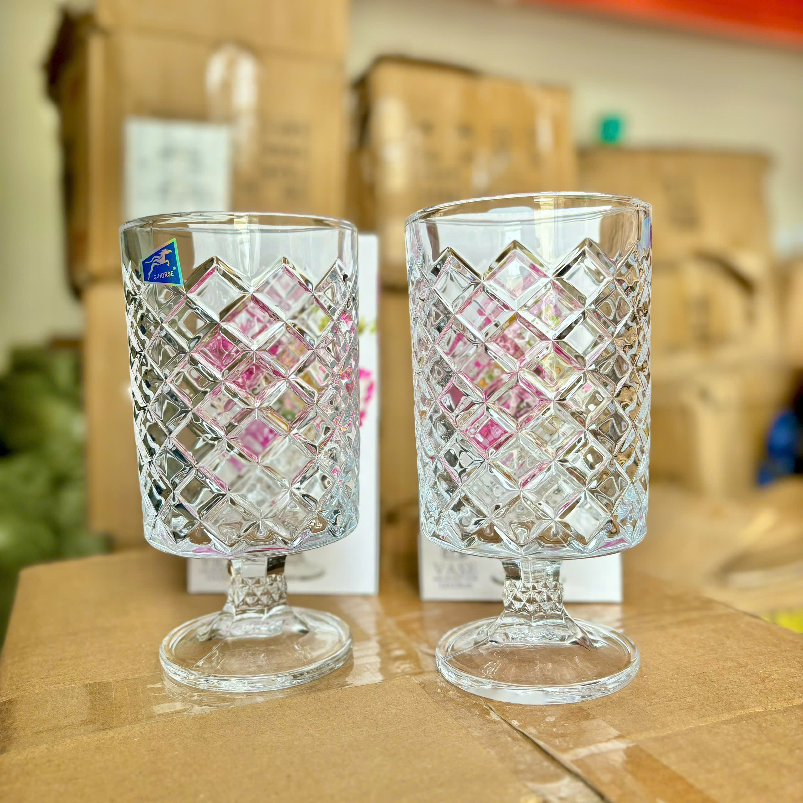 [15] Bình Cắm Hoa Thủy Tinh ĐẾ CAO 19cm G-Horse BMHP14307LXT (V)