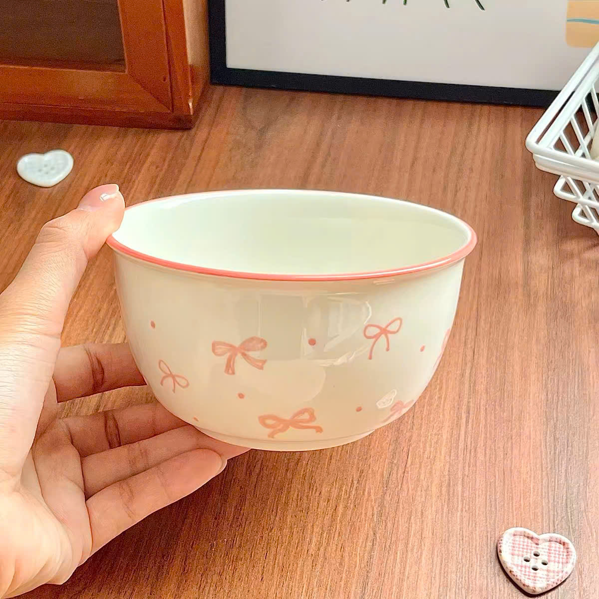[150] Chén Sứ DÂU + NƠ 4.5inch (V+)