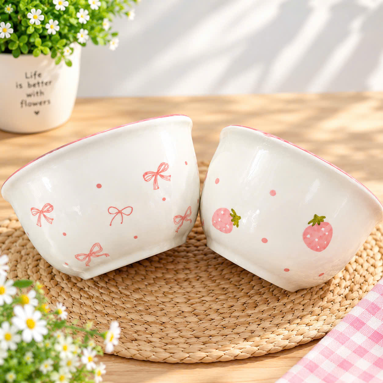 [150] Chén Sứ DÂU + NƠ 4.5inch (V+)