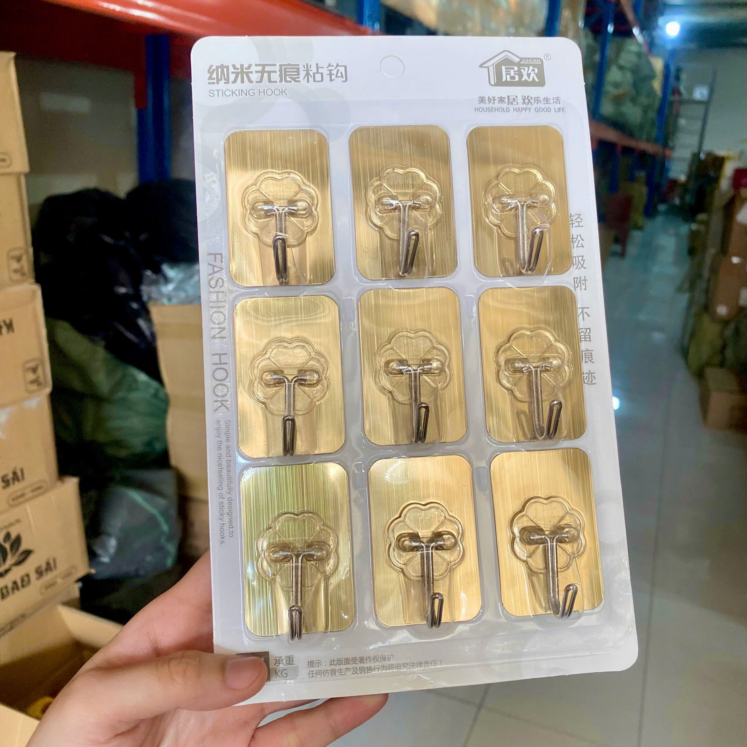 [180] Set 9 Móc Dán Tường BẠC 6024