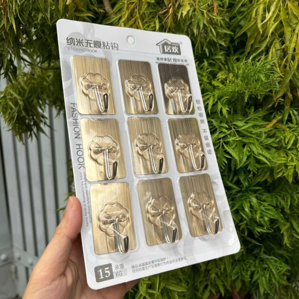 [180] Set 9 Móc Dán Tường BẠC 6024