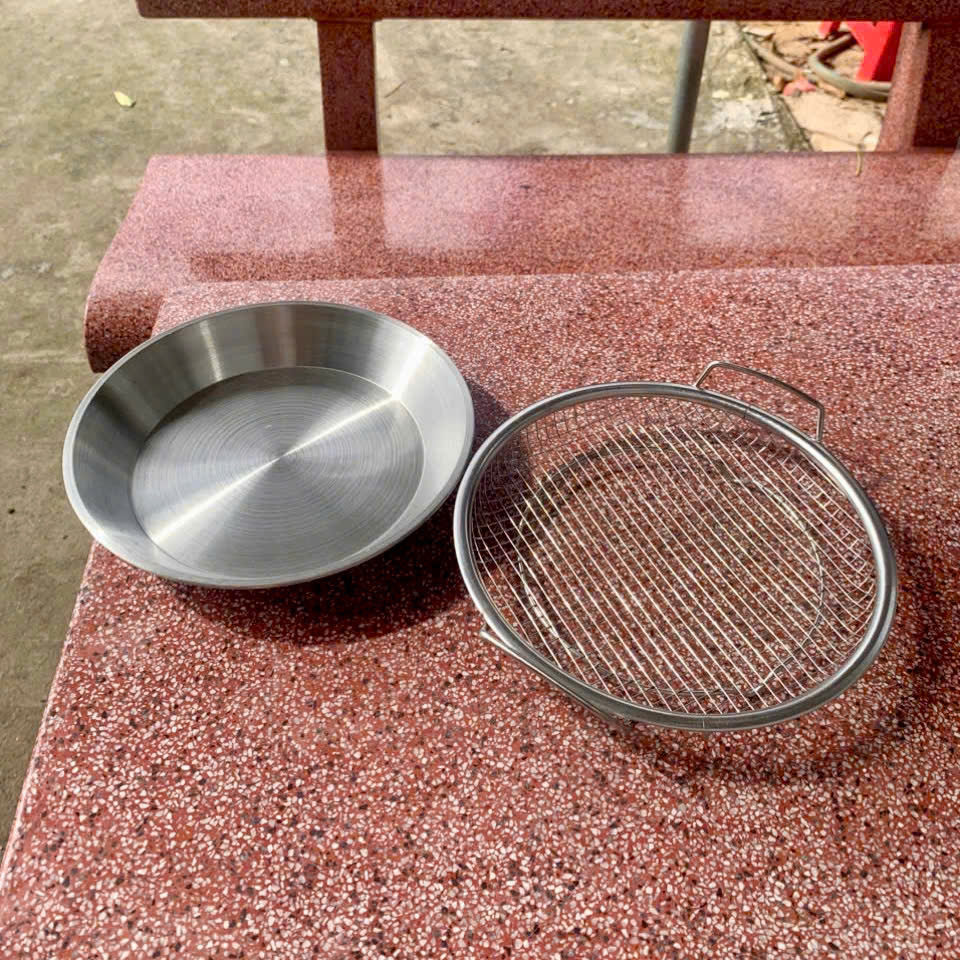 [200] Bộ Rổ Inox Kèm Lưới Lọc 20cm - DÀY