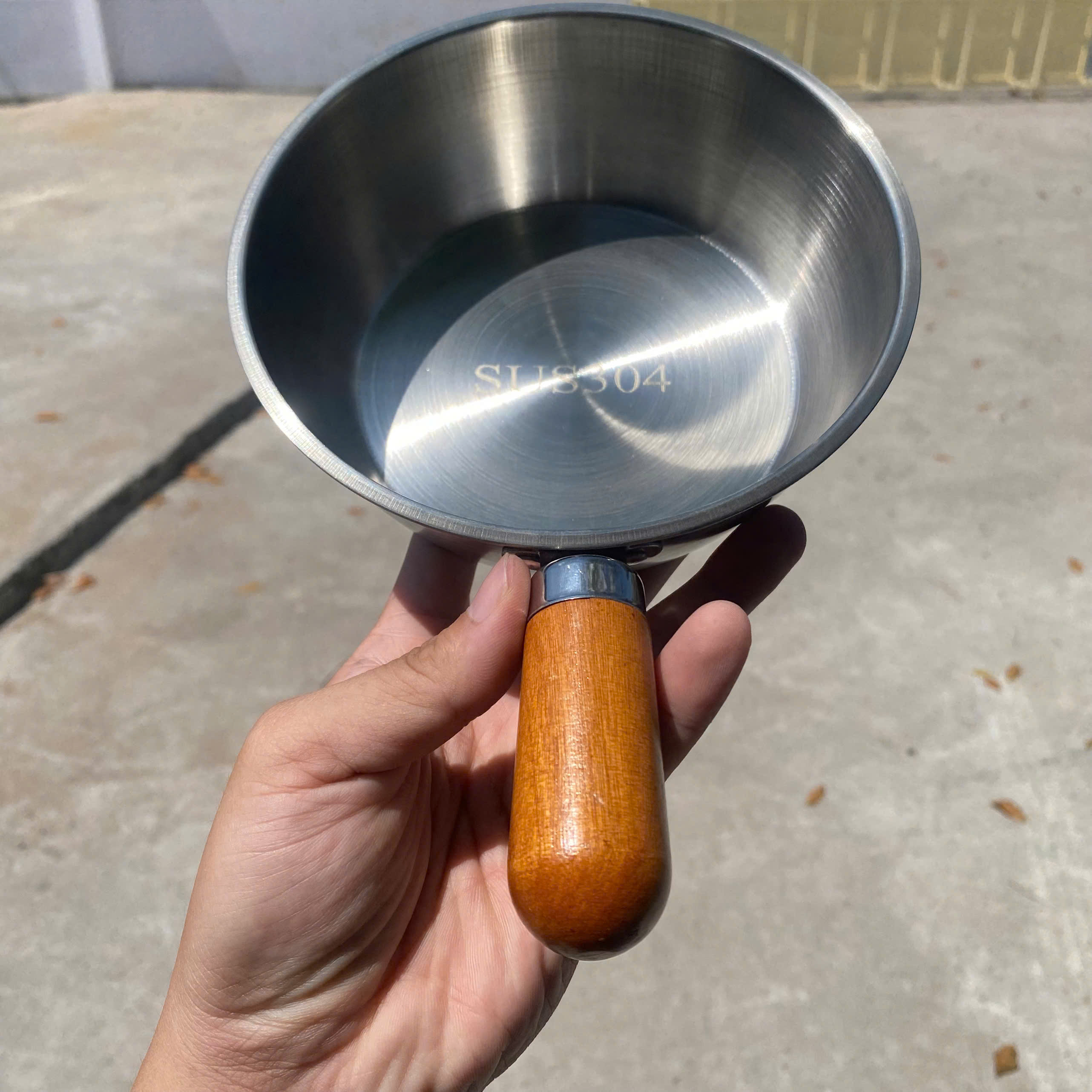 [200] Chảo Inox Mini Cán Gỗ 16cm